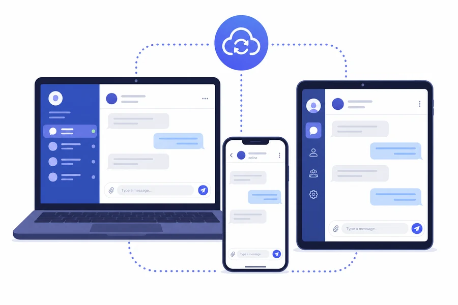 Telegram Web поруч із мобільним застосунком — миттєва синхронізація