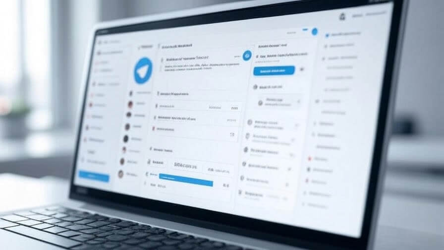 MacBook з відкритим Telegram у творчому робочому середовищі
